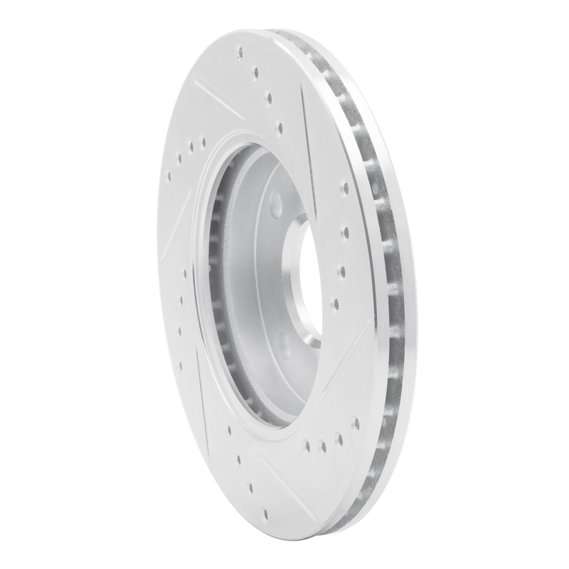 Ford Ikon Brake Rotor (1) - Front Left - R1 Concepts - Drilled & Slotted - Silver - `00-`15